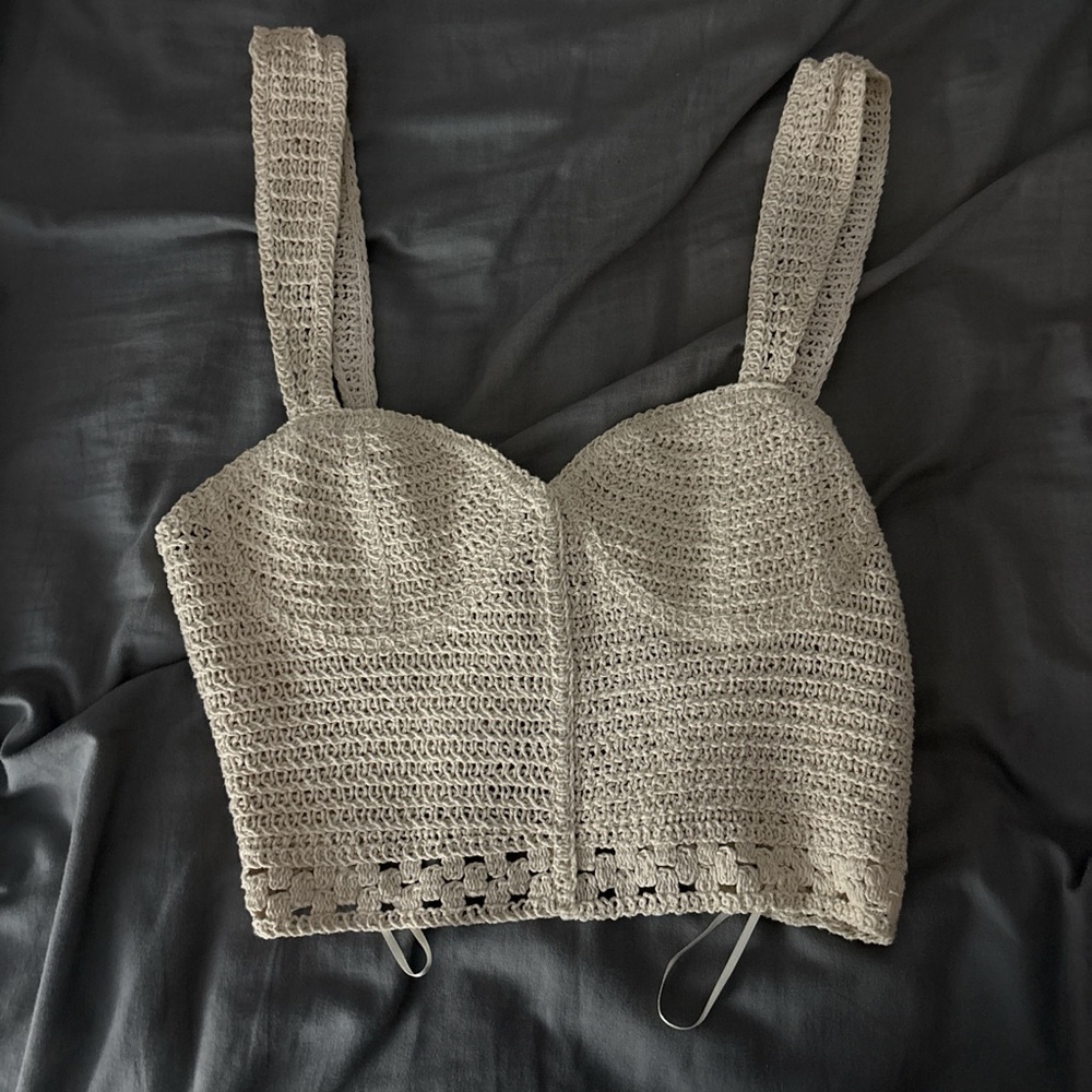 Zara Beige Crochet Top
